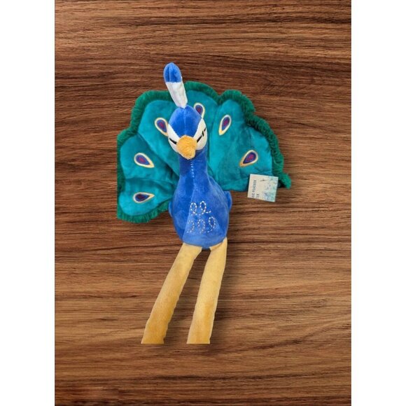 Stuffed Peacock Plush Toy With Long Legs & Colorful Tail sitter  new - Picture 2 of 11
